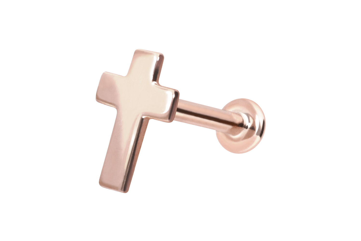 14 Karat Gold Labret Piercing mit Innengewinde KREUZ
